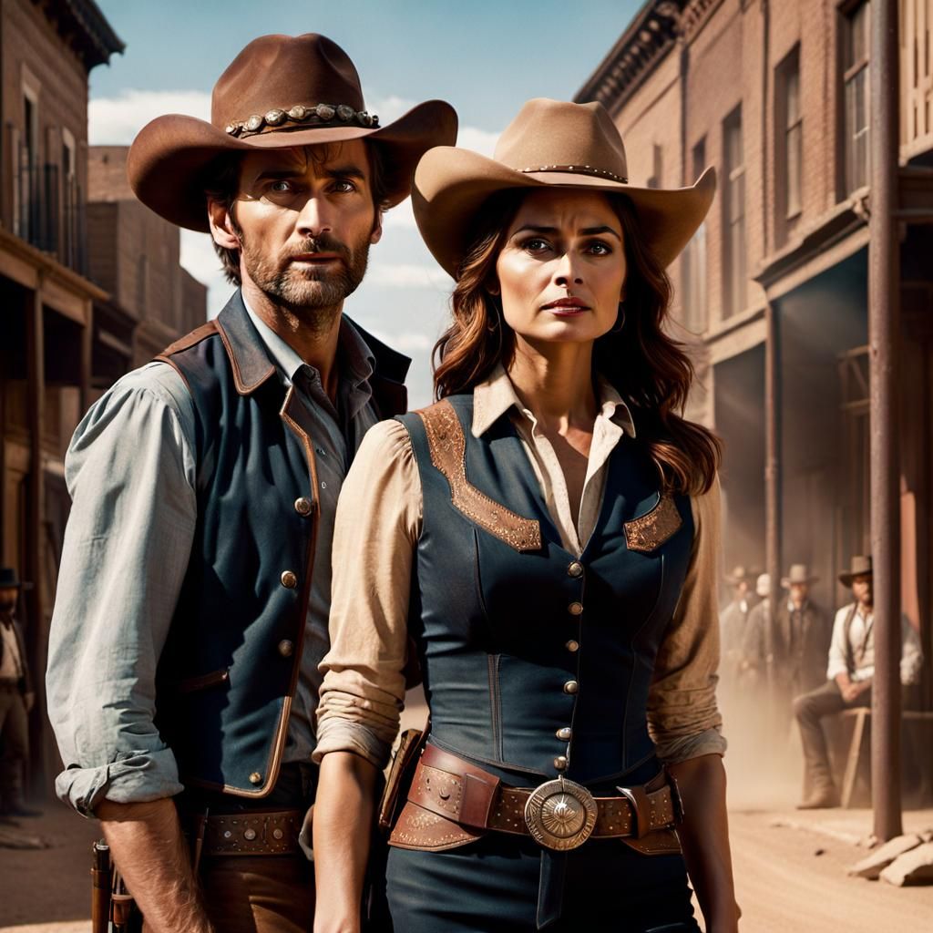 David Tennant and Jenna Coleman as Cowboys
