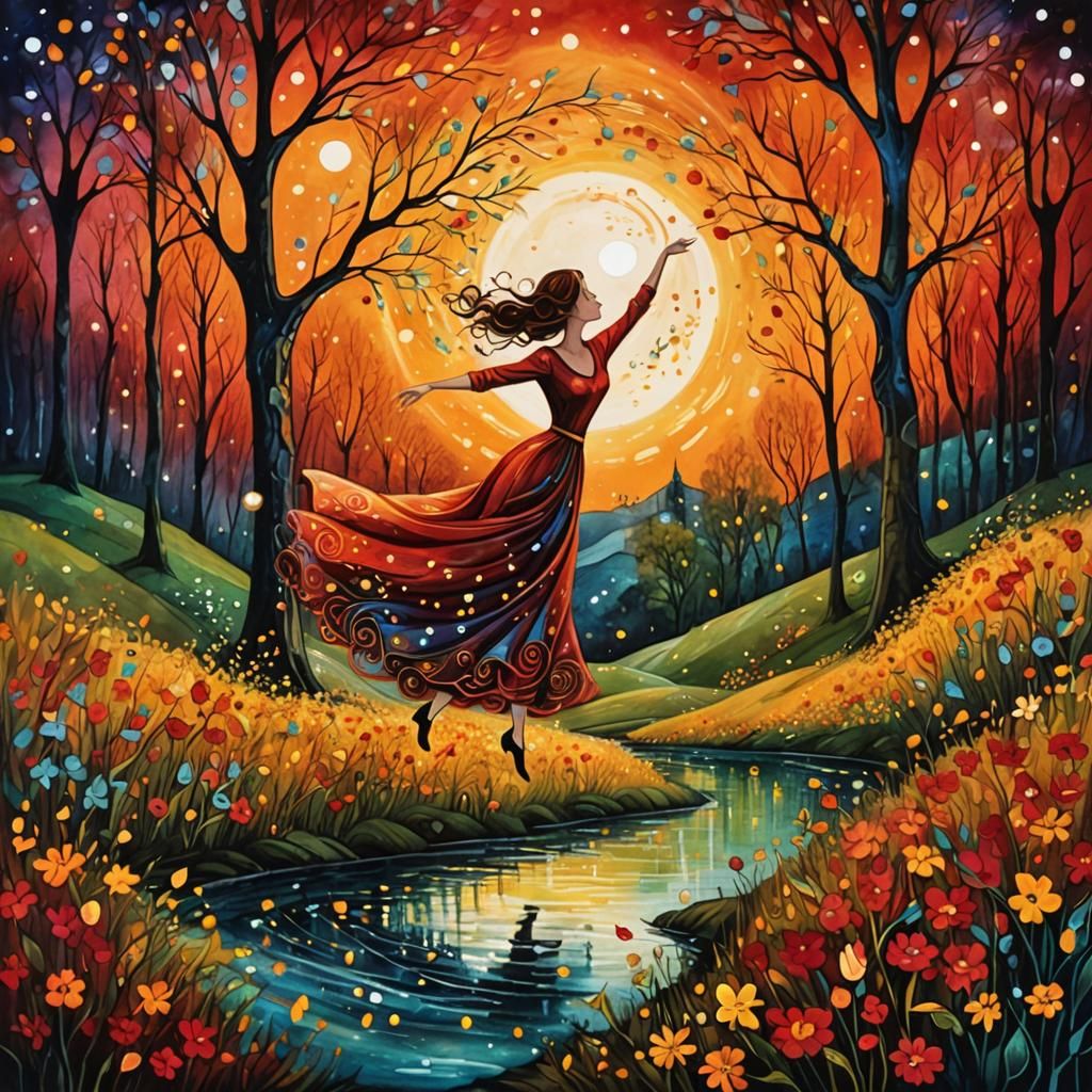 Dancing Lady in Raspberrypunk Fairycore Style