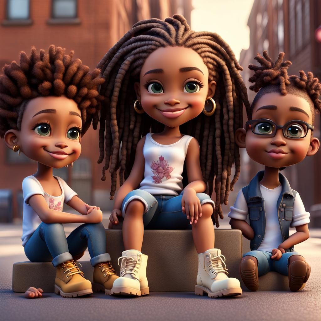 Charming Chibi Family Portrait in Brooklyn, as 3D Art