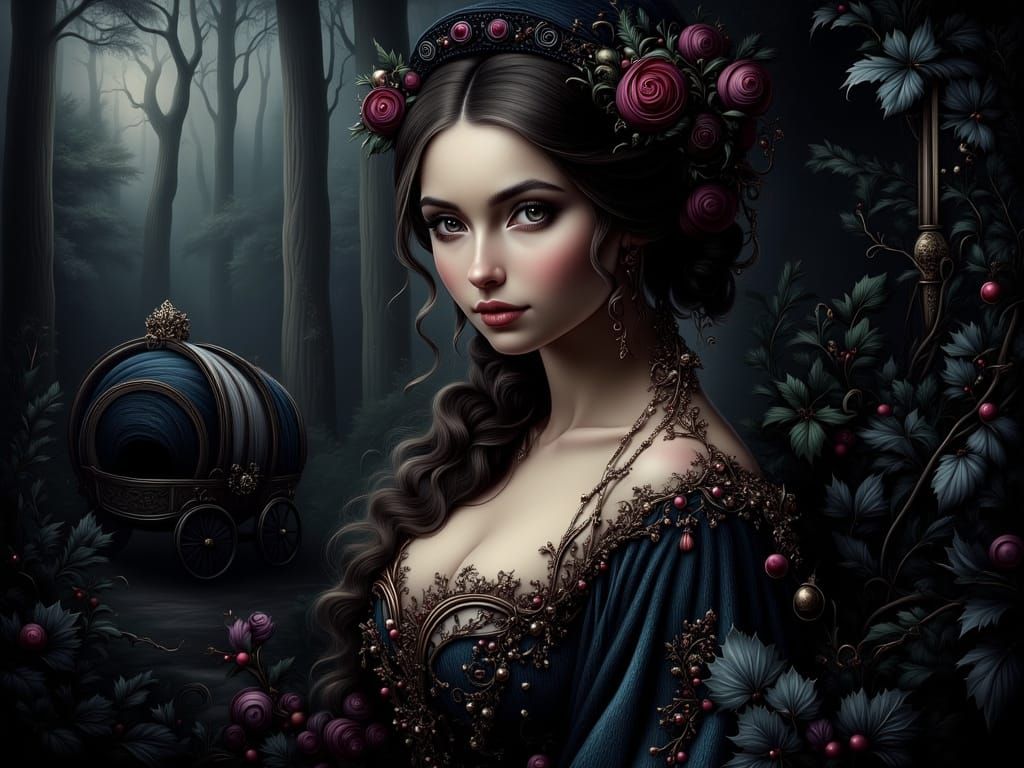 Medieval Carriage Ride Through Dark Forest