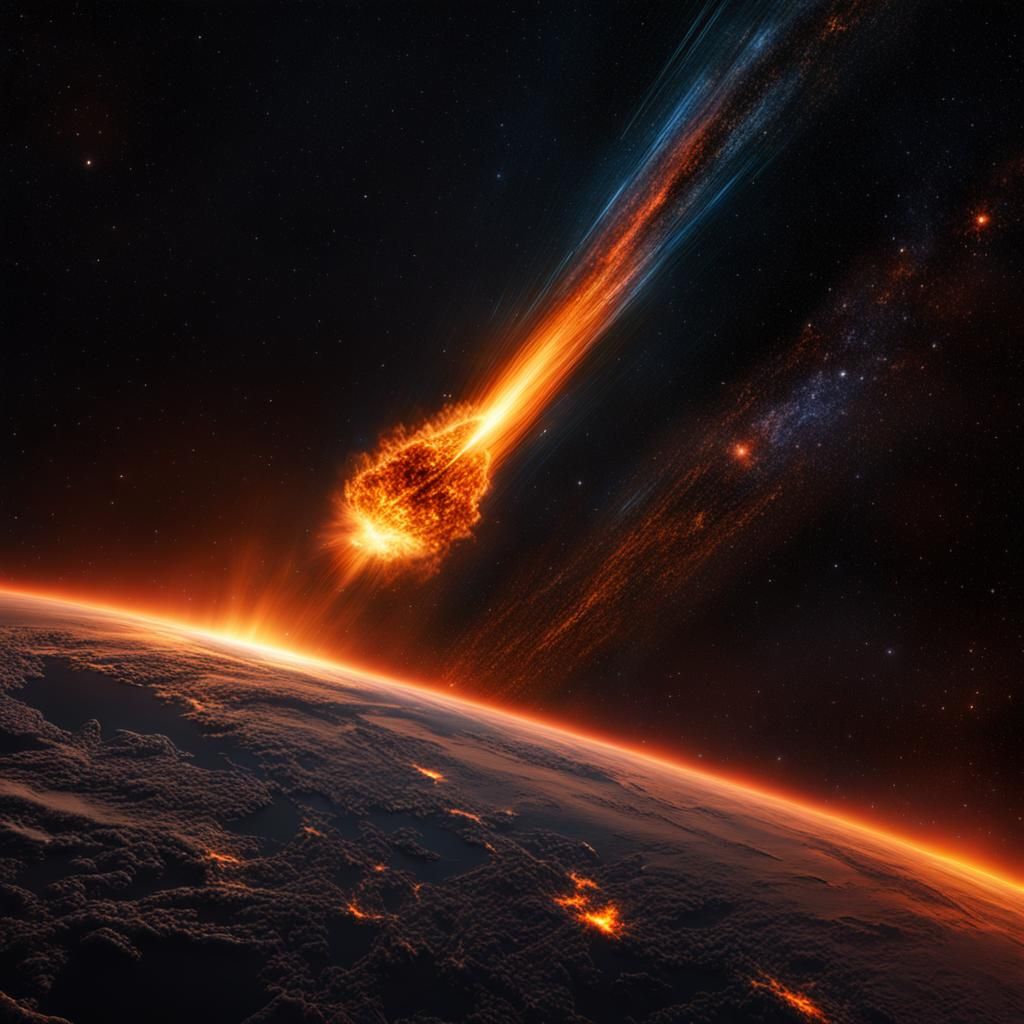 Spectacular Fiery Comet Streaking Through Space