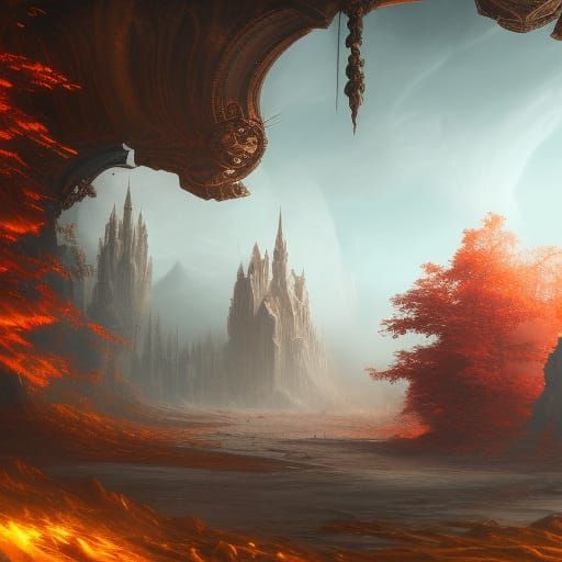 Fantastical Matte Painting in Deep Color, 8K