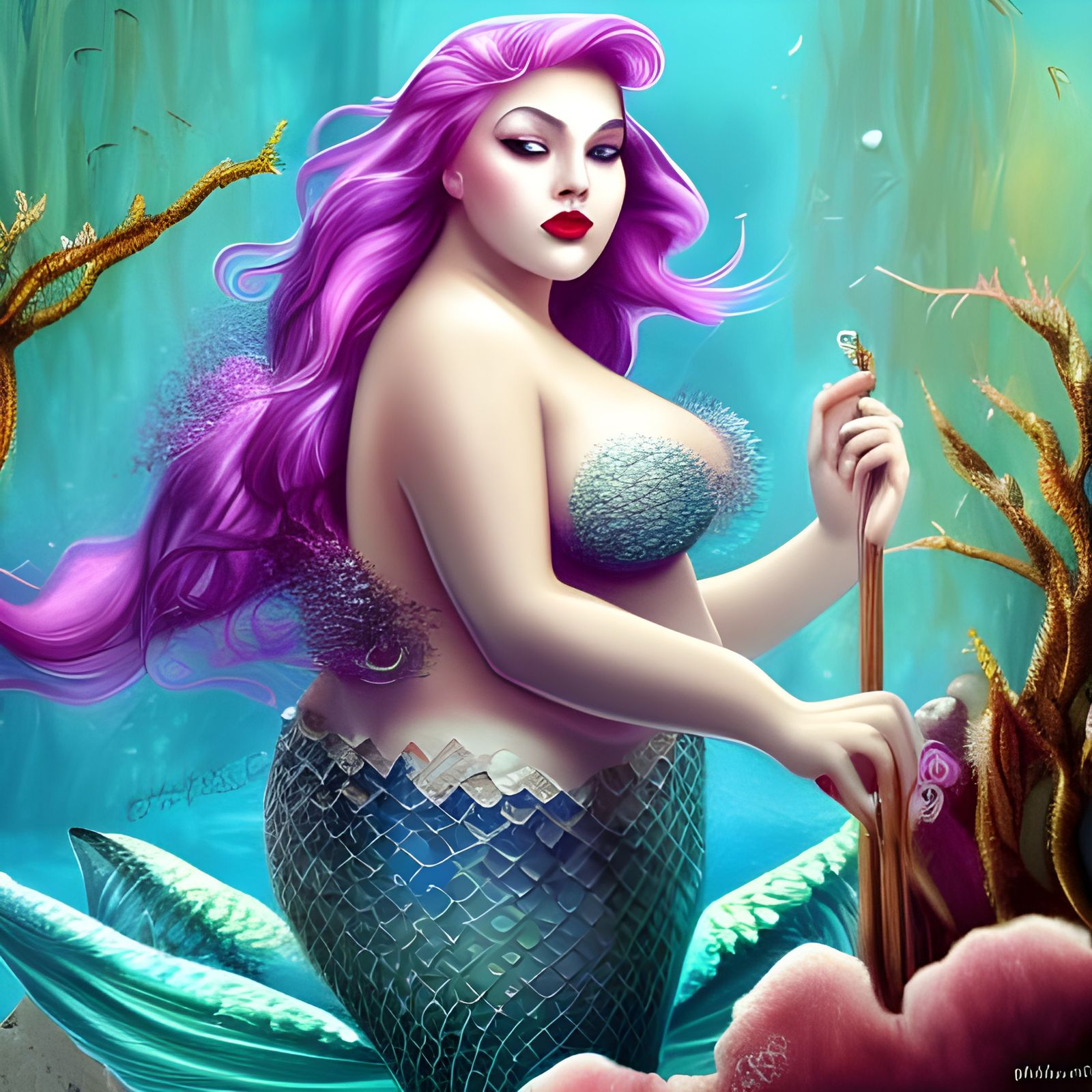 Beautiful Plus Size Mermaid Digital Art