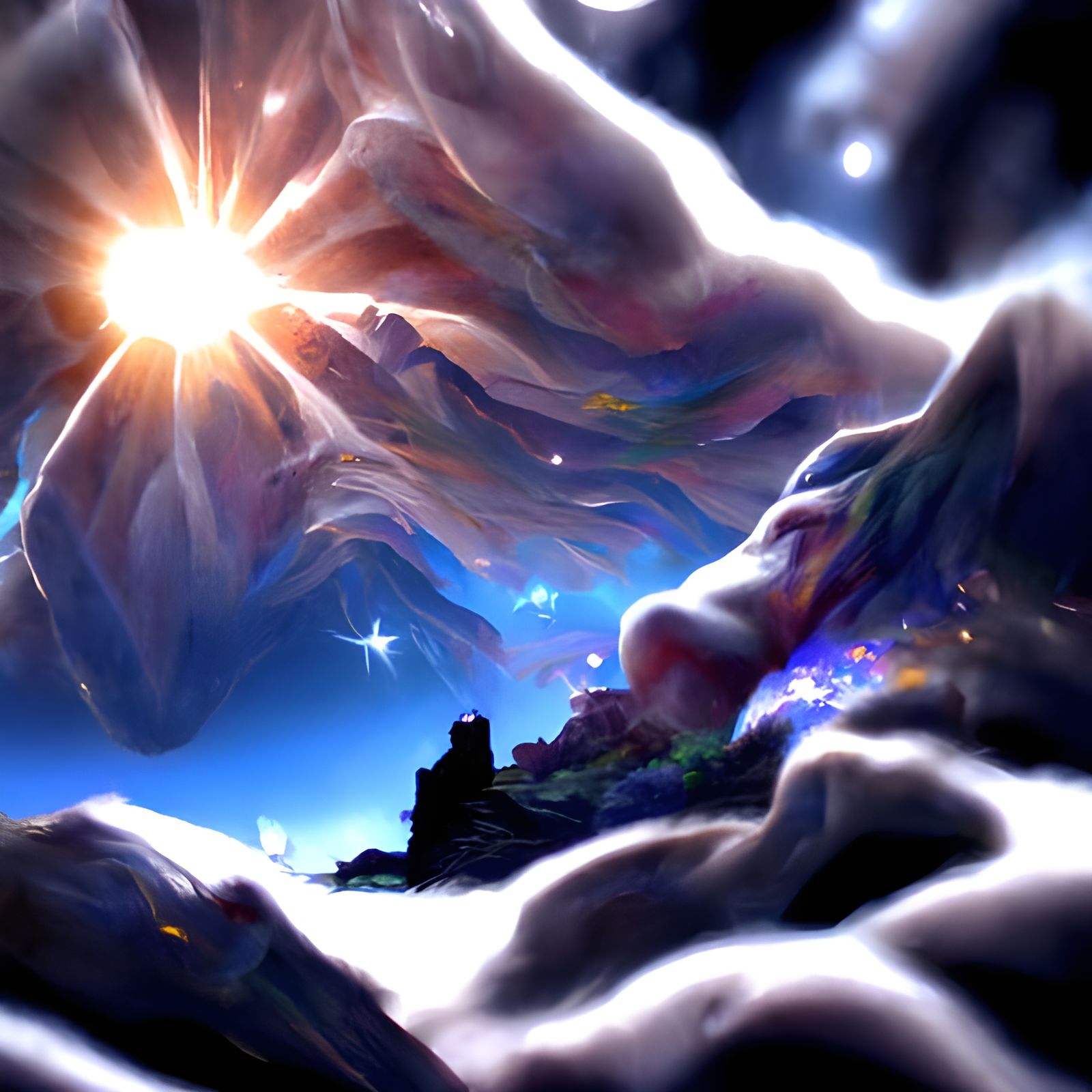 Mountain Star Twinkle: A Hyperdetailed Polished Landscape