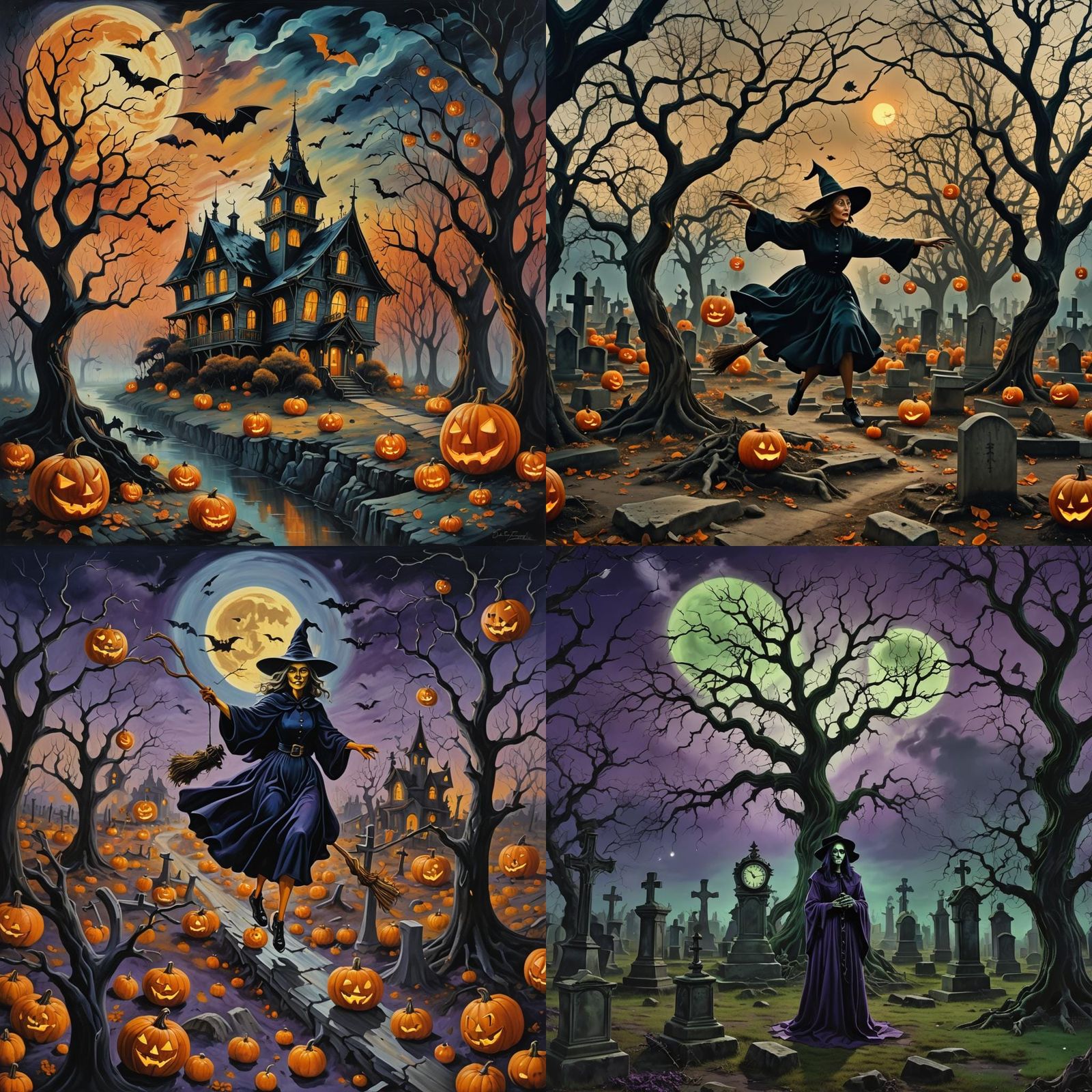 Surreal Haunted Night Halloween in Dali Style