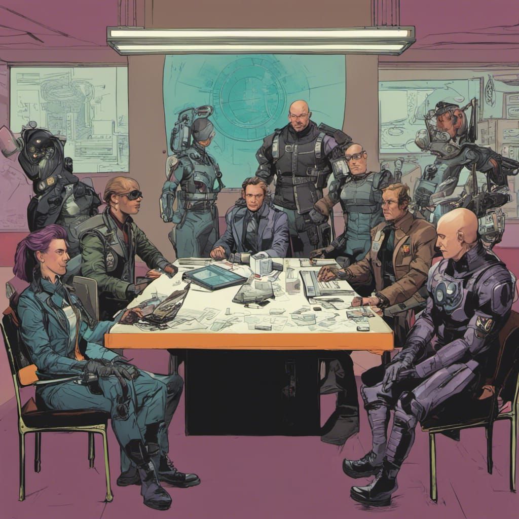 Futurepunk Corporation Board Meeting in Sci-Fi Style