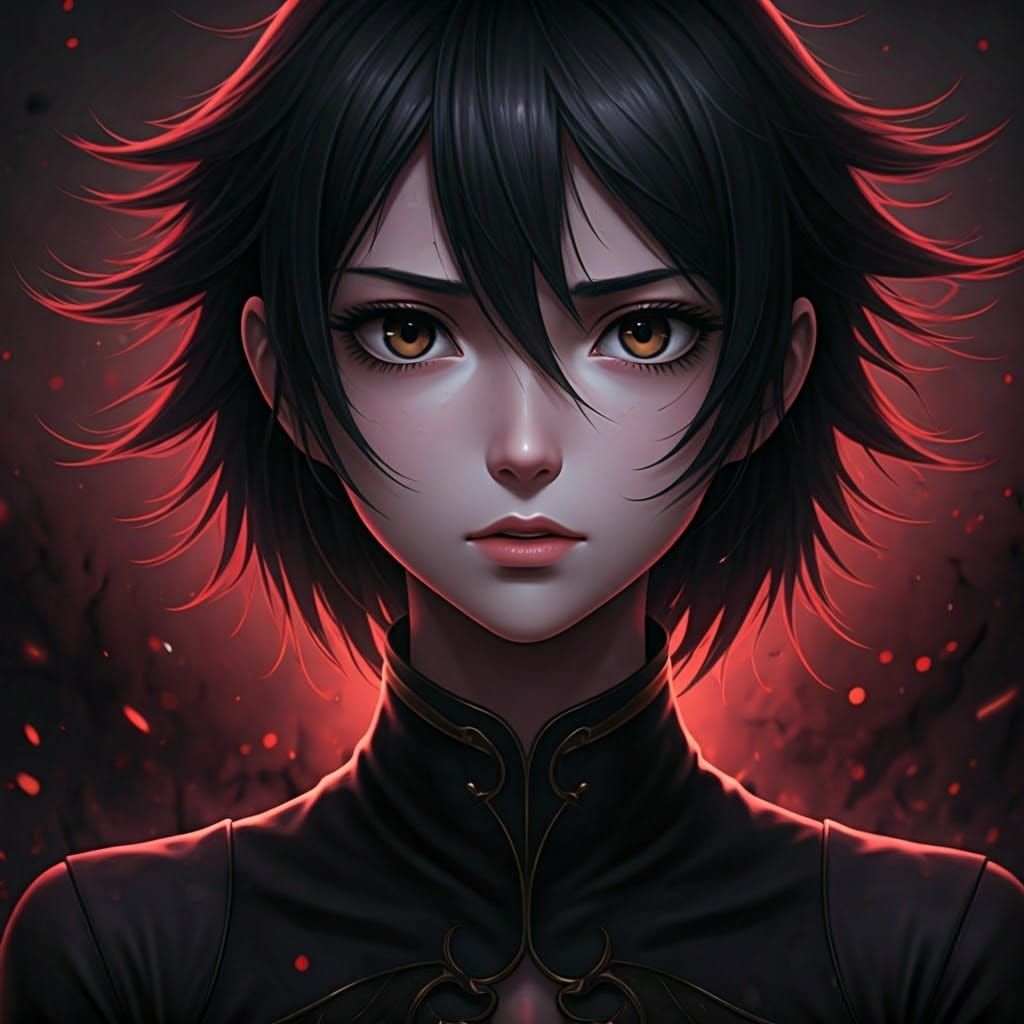 Distressed Anime Woman in Dark Atmospheric Lighting