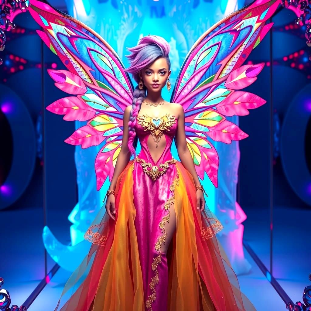 Vibrant Fairy Princess in Frosted Ice Room