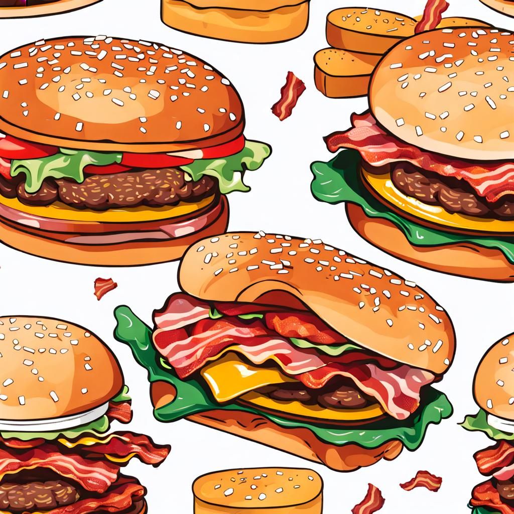 Delicious Hamburger with Bacon Close-Up