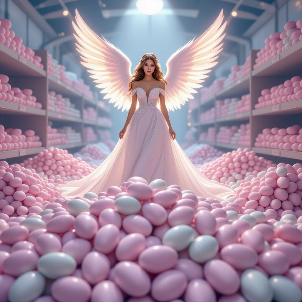 Wedding Warehouse with Angel in Whimsical Style