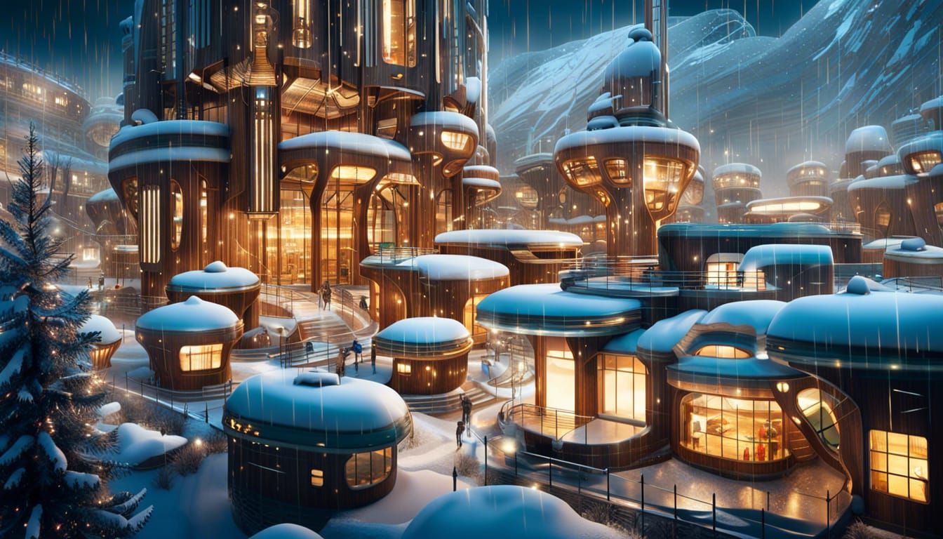 Fantastical Winter Town of the Future