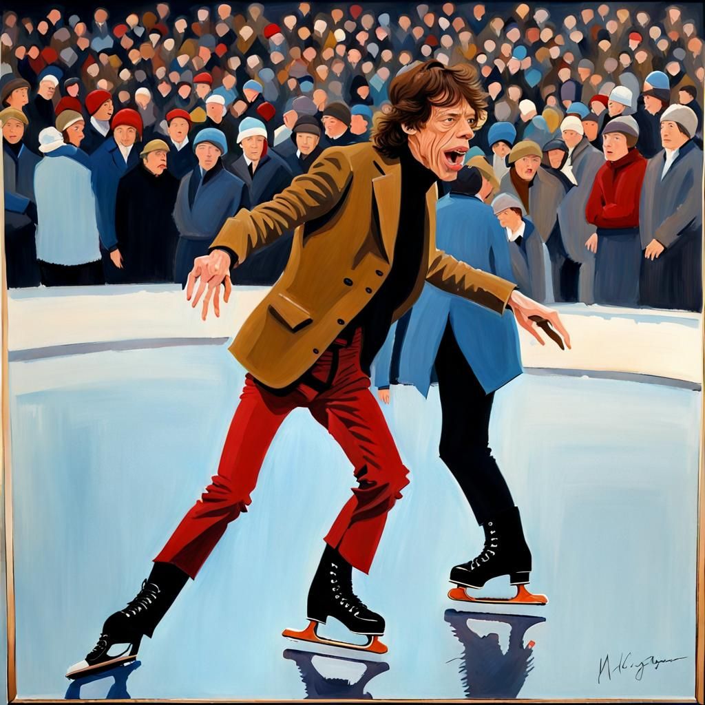 Mick Jagger ice skating