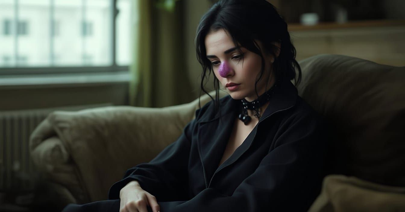 Modern Witch and Black Cat Familiar in Elegant Setting