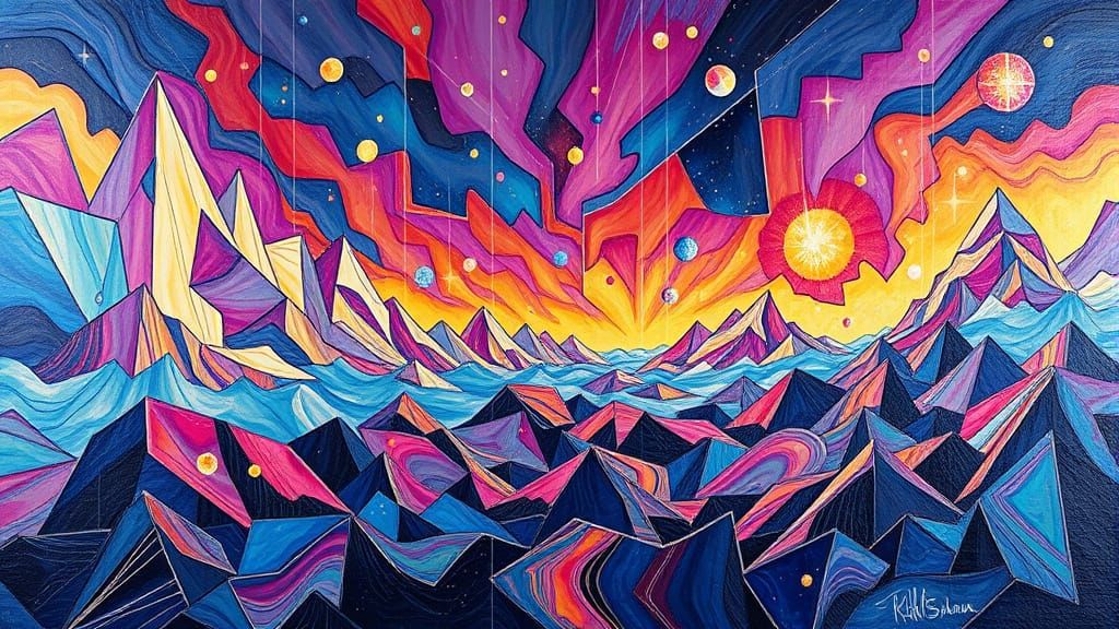 Surreal Roadmap Adventure in Impasto Acrylic Painting