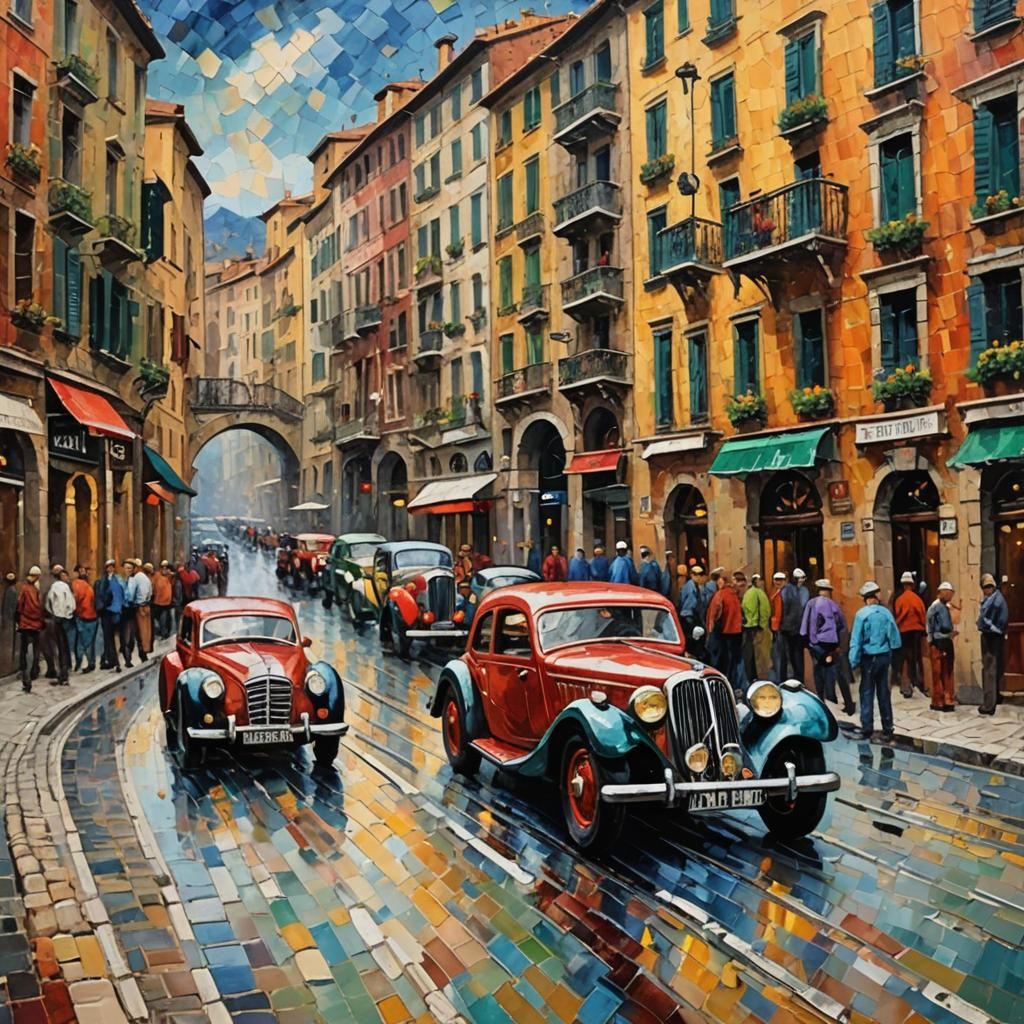 Mille Miglia in Neo-Impressionistic Expressionist Style