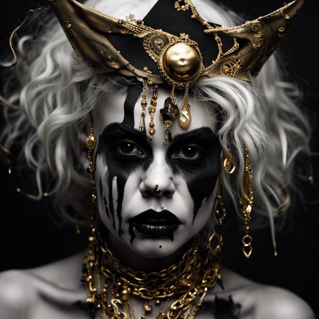 Grotesque Black and White Portrait of a Witch