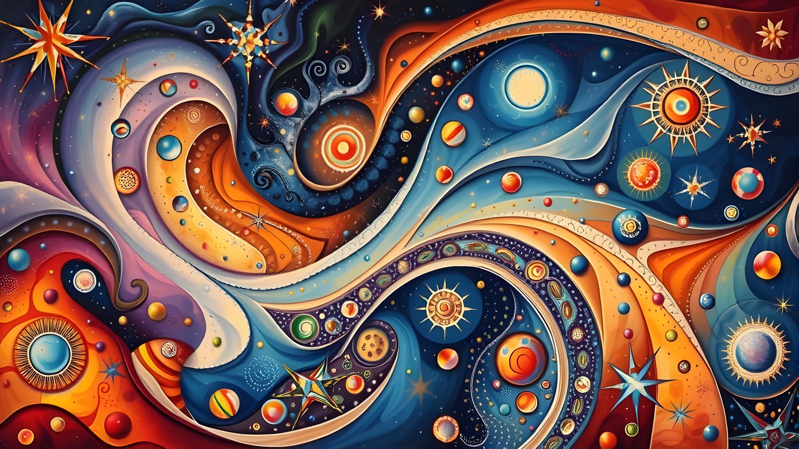 Vivid 3D Paint Maelstroms with Pointed Stars