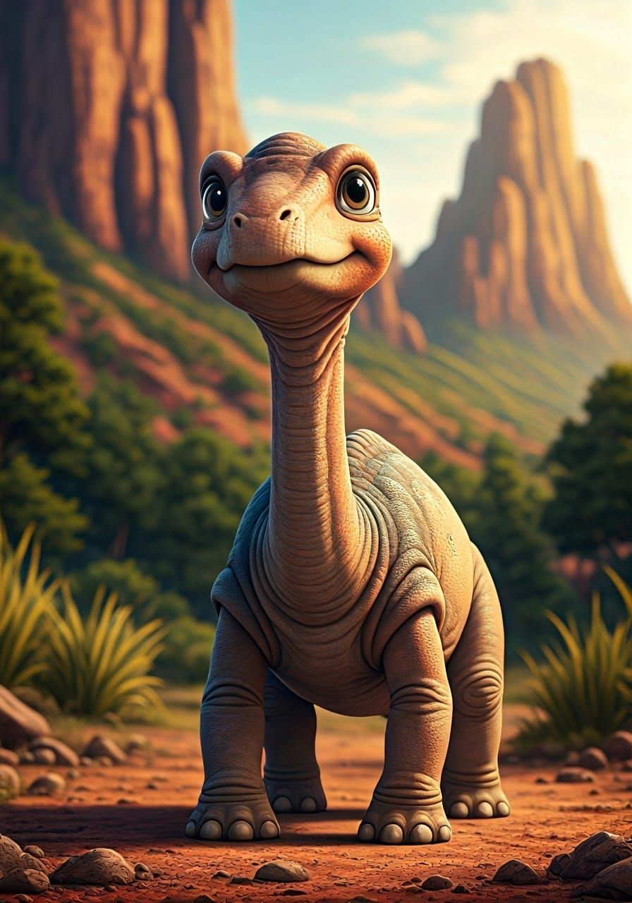 Charming Young Apatosaurus Embarks on a Journey Through Vibr...