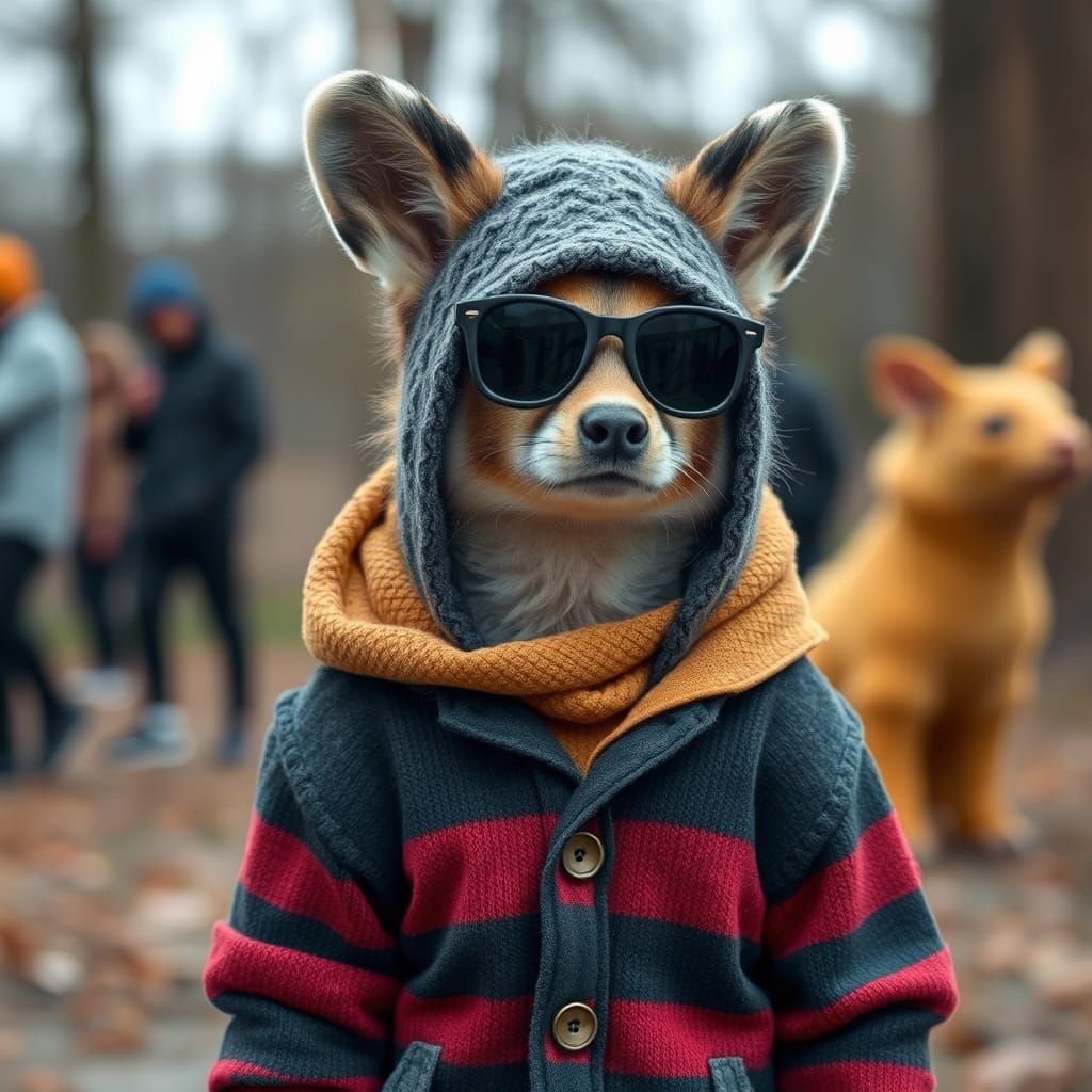 Animals that are human like wearing clothes.