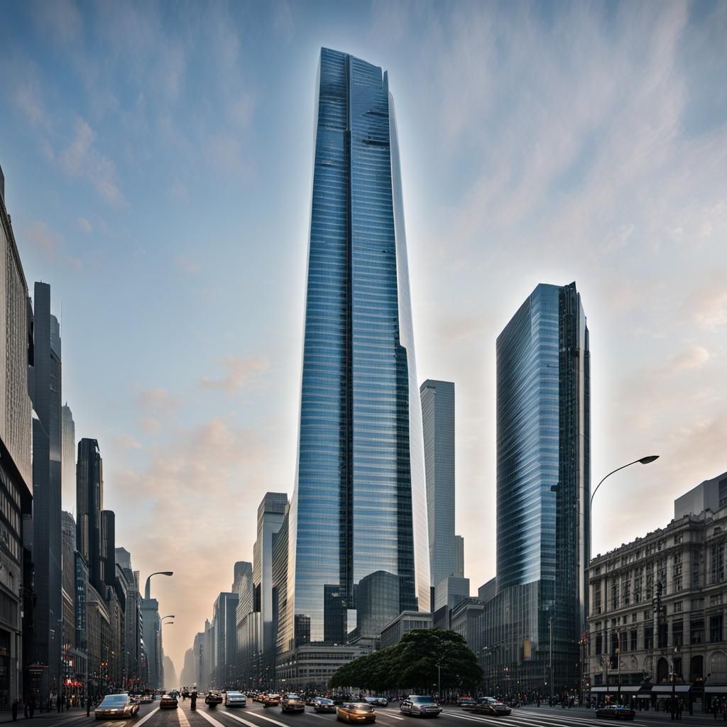 Monumental Glass Skyscraper Dominates Cityscape