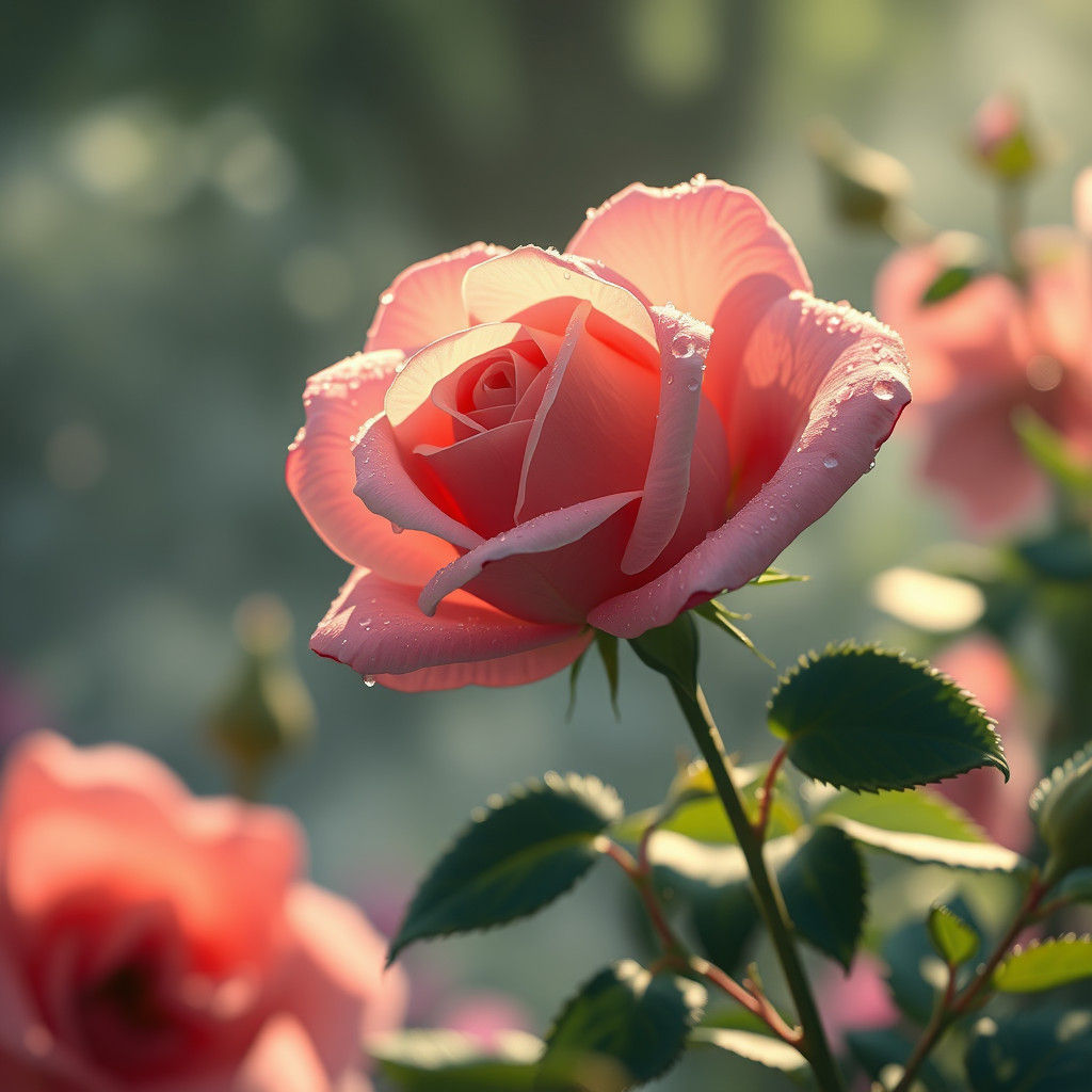 Rose in Secret Garden: Anime-Inspired Concept Art