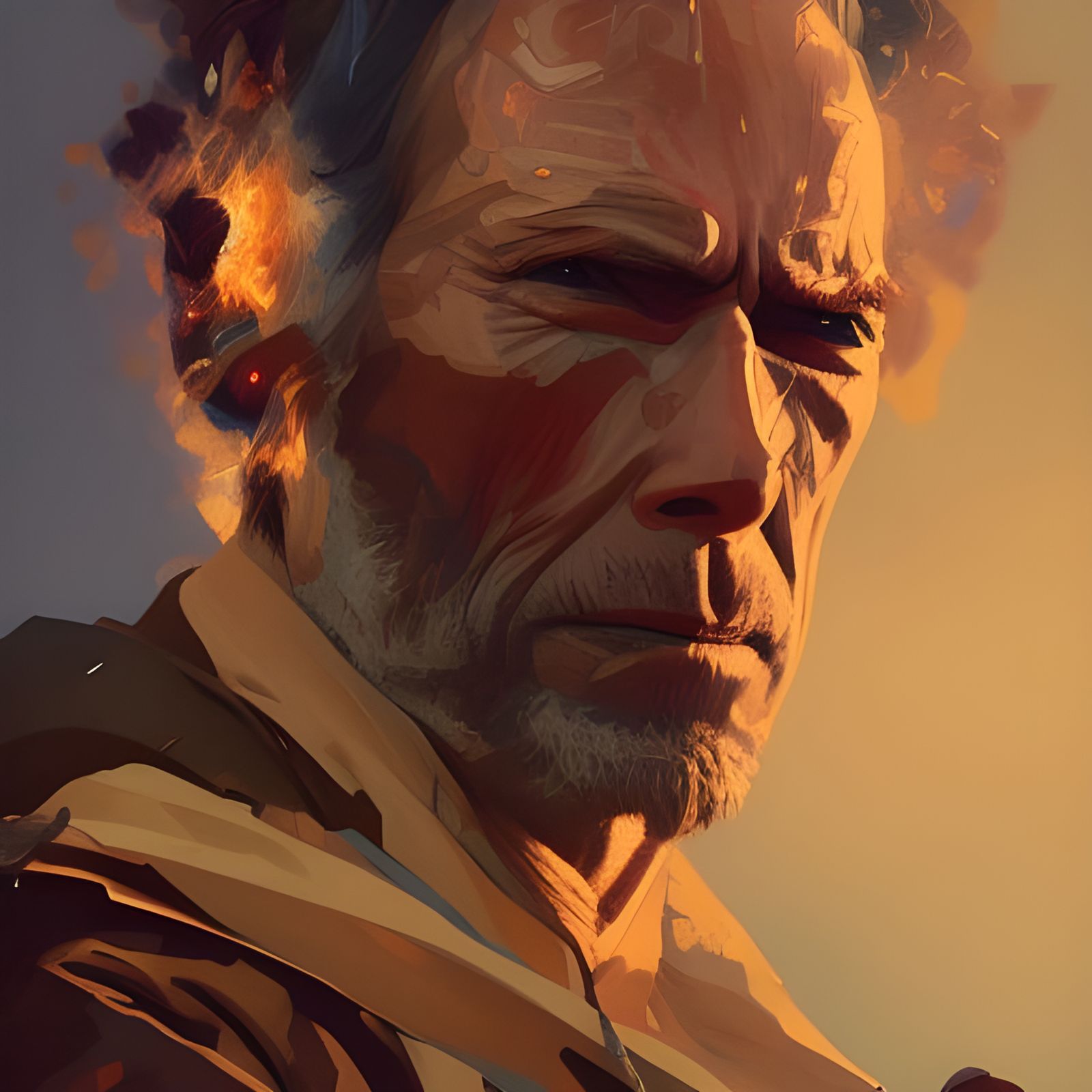 Campfire Portrait in Digital Art Style