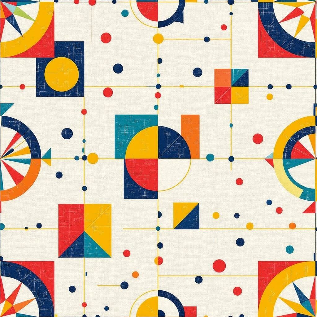 Geometric Textile Design with Cubist and Art Deco Elements