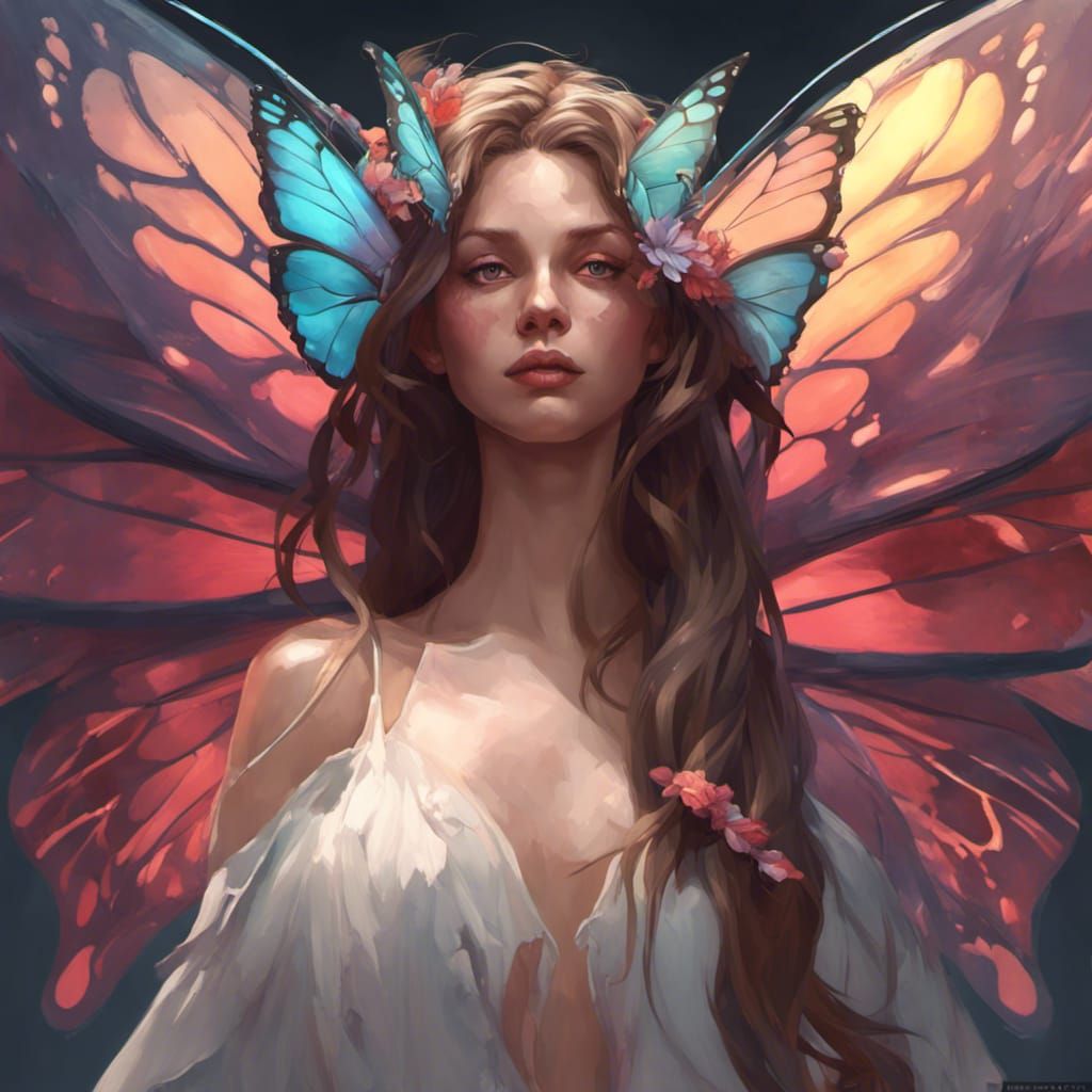 Butterfly Wing Portrait in Hyperdetailed Style