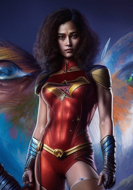 Detailed Portrait of a Wonder Girl, Hypermaximalist Style