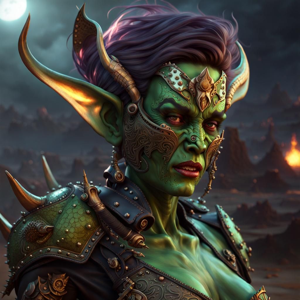 Green Goblin Demon on Elephant: Dark Fantasy Art