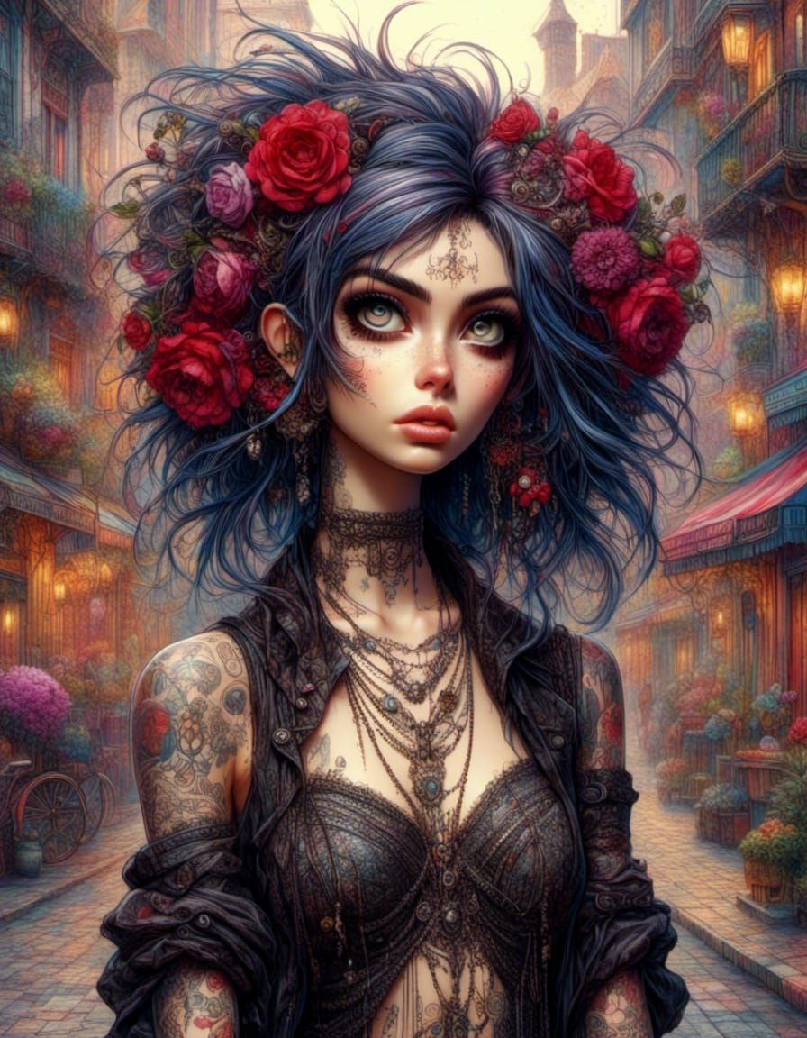 Edgy Punk Female in Cyberpunk Style