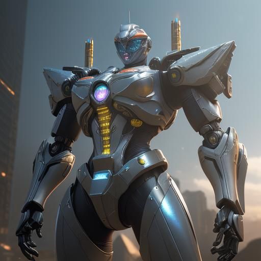 Futuristic Power Ranger Mech in Sci-Fi Style