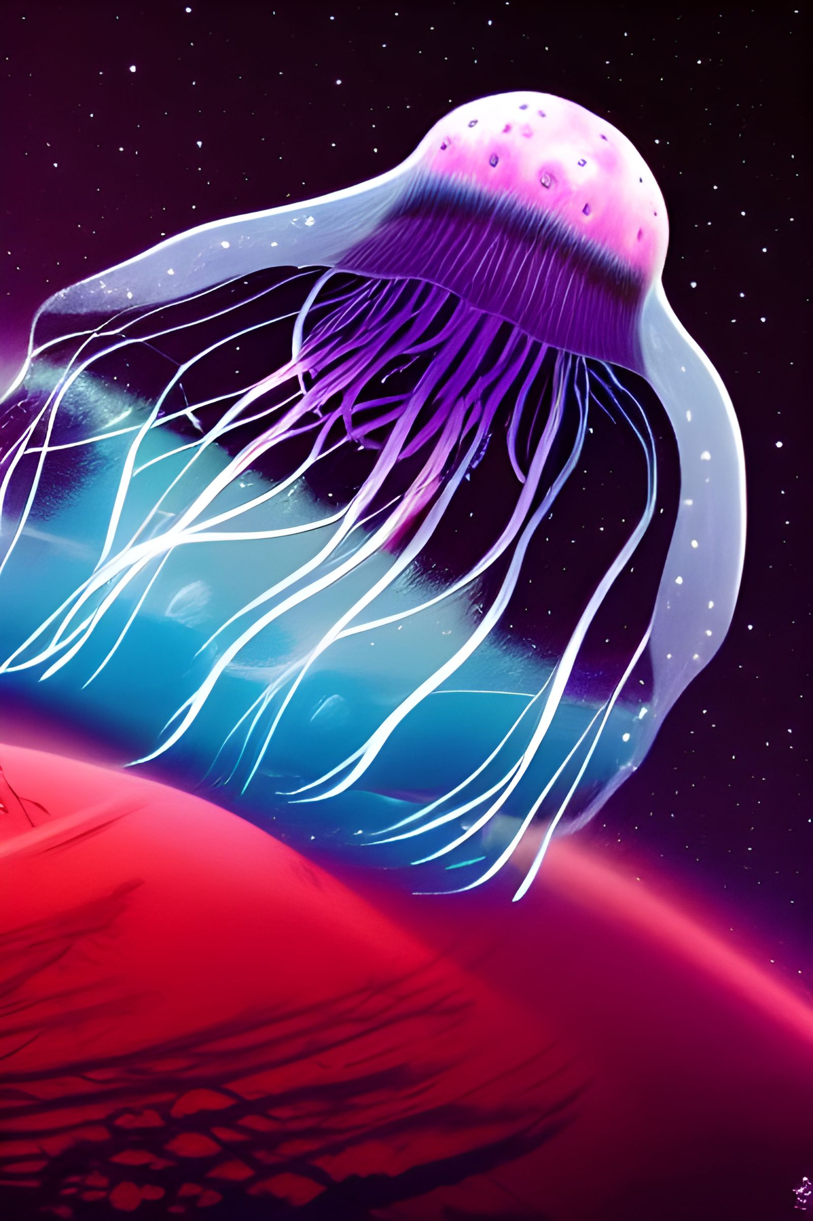 Jellyfish in Space as Ukiyo-e Synthetism