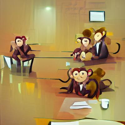 Monkeys at a business meeting concept art  digital illustrat...