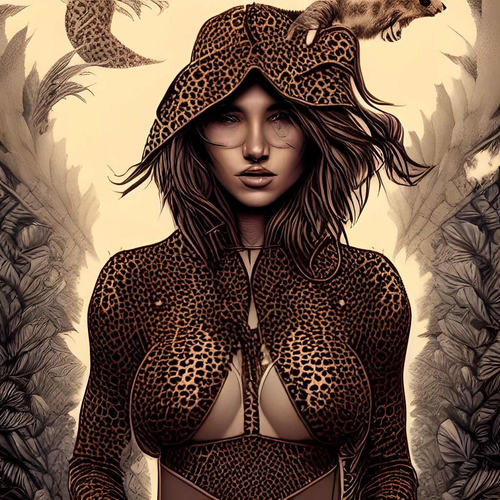 Woman in Cheetah Print Clothing: Detailed Photography