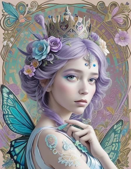 Colorful Fairy with Snail in Paper Quilling Style