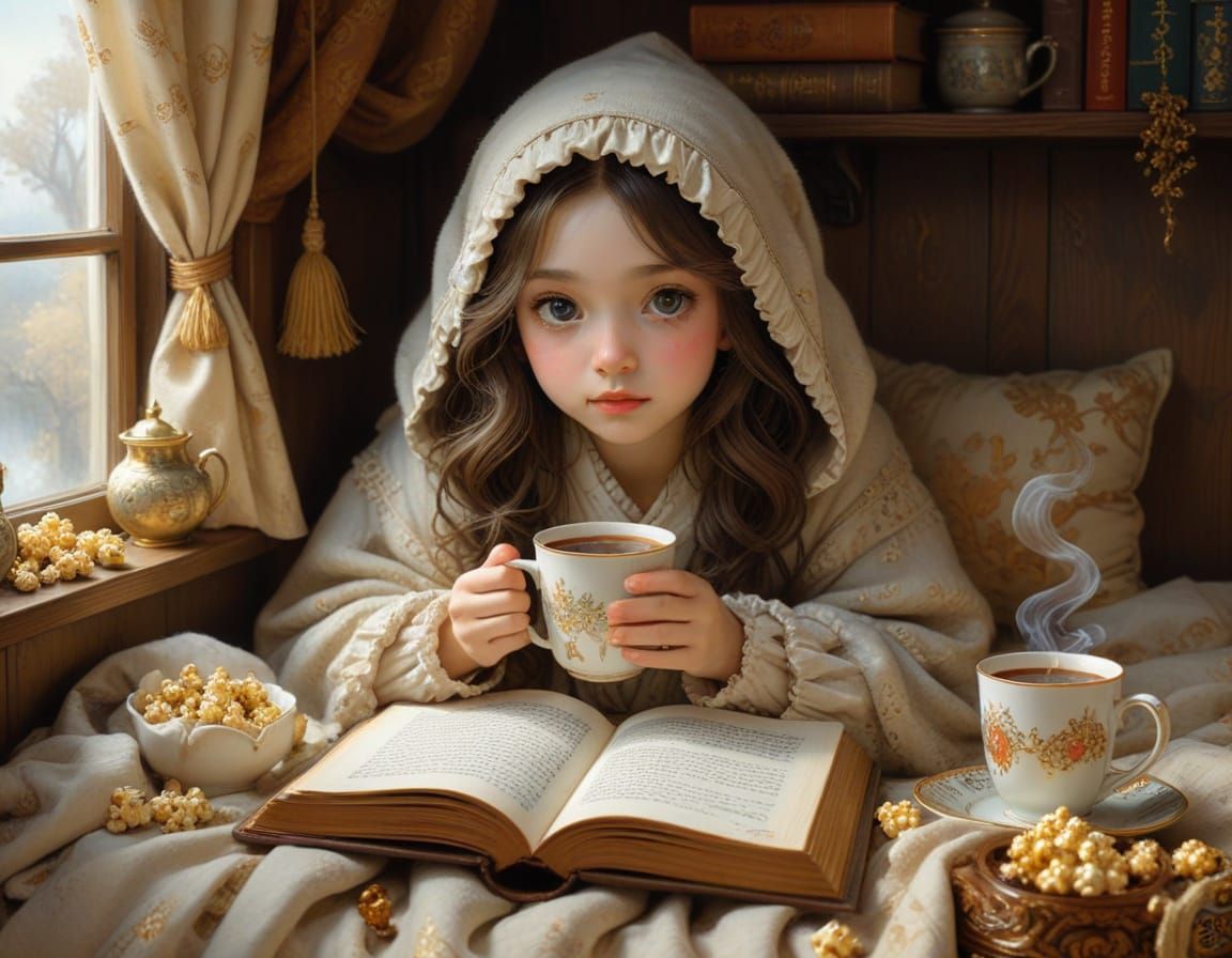 Cozy Fairy Refuge with Storybook and Hot Chocolate