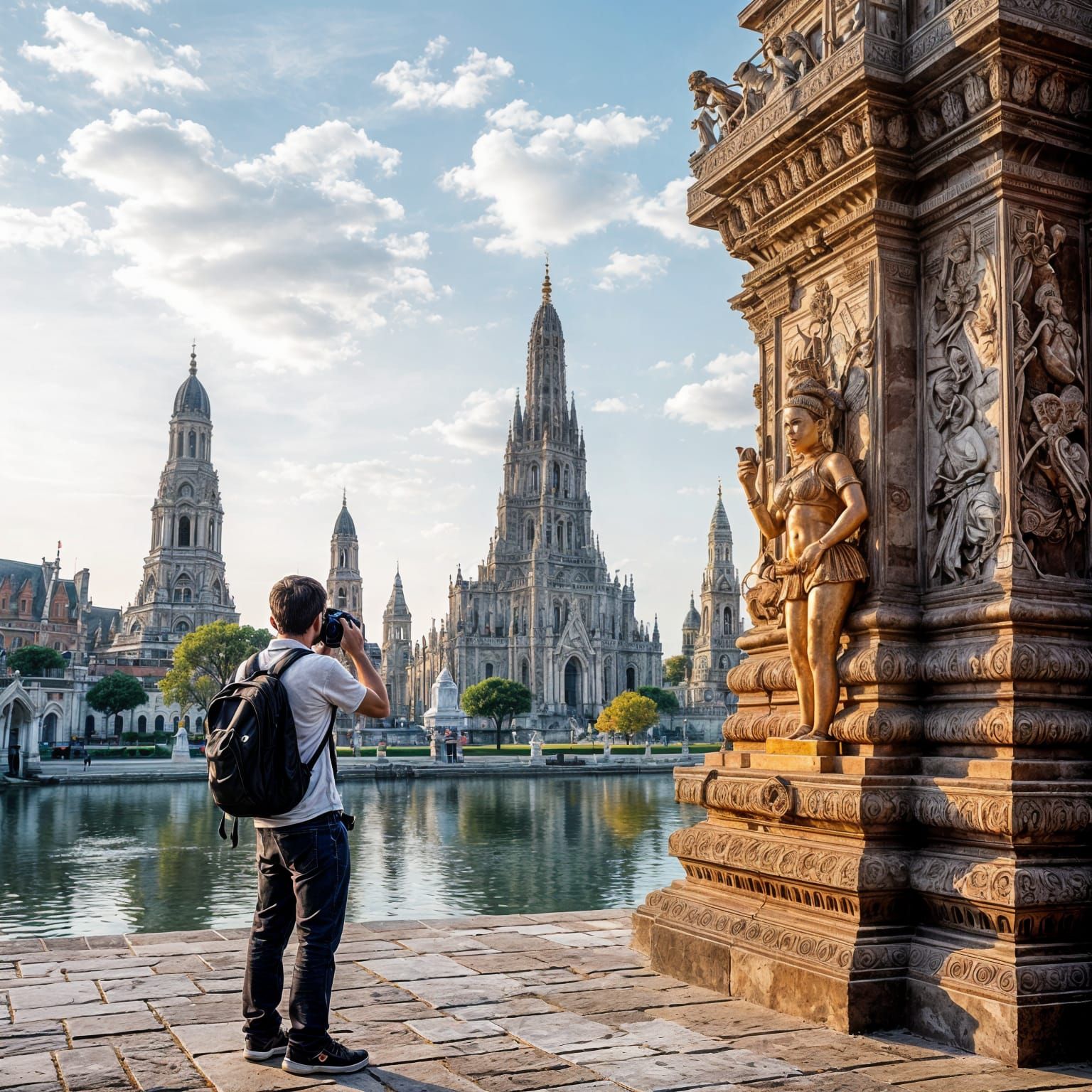 Photographer Capturing Monuments in Dynamic Detail