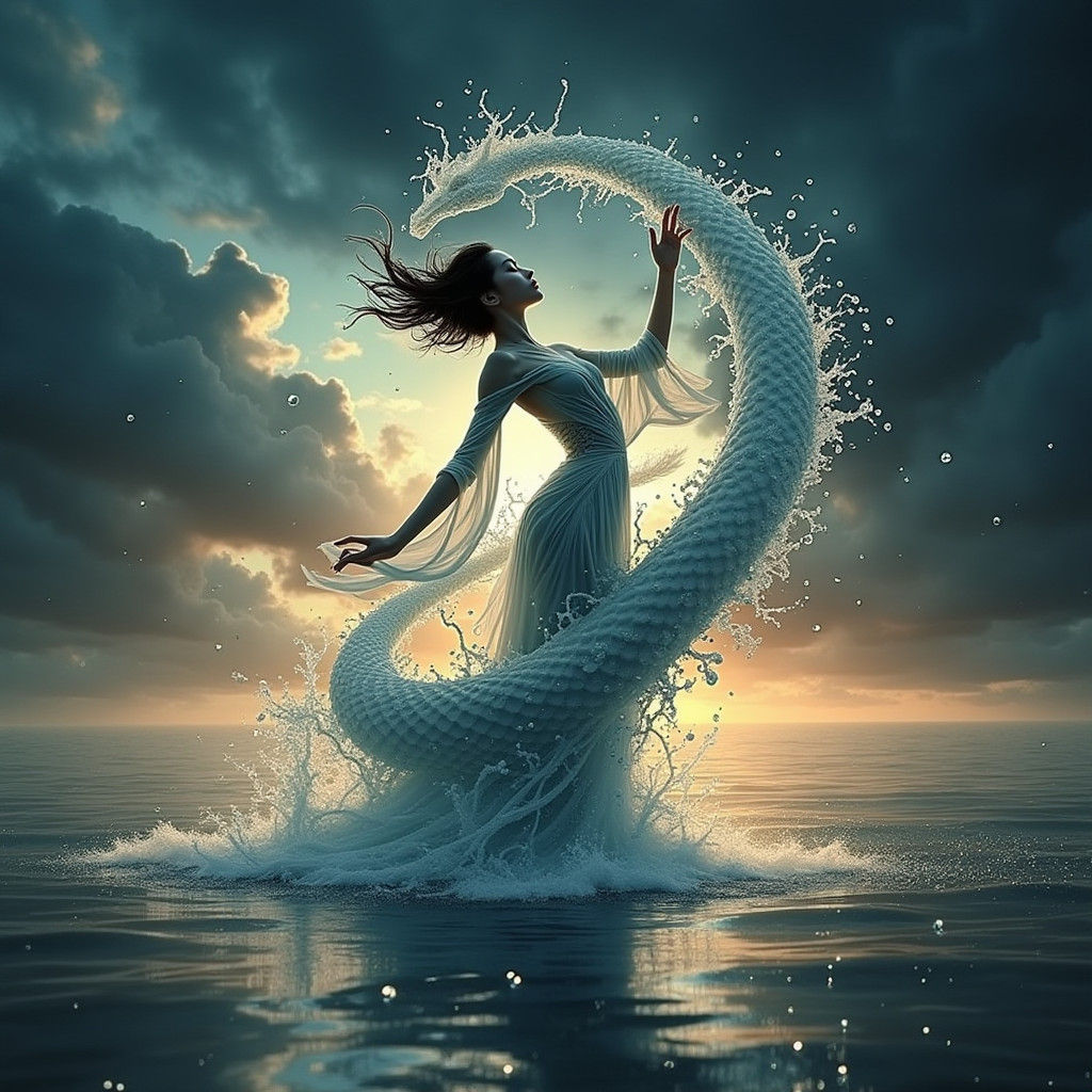 Serene Water Dragon: A Dance of Ocean Fury