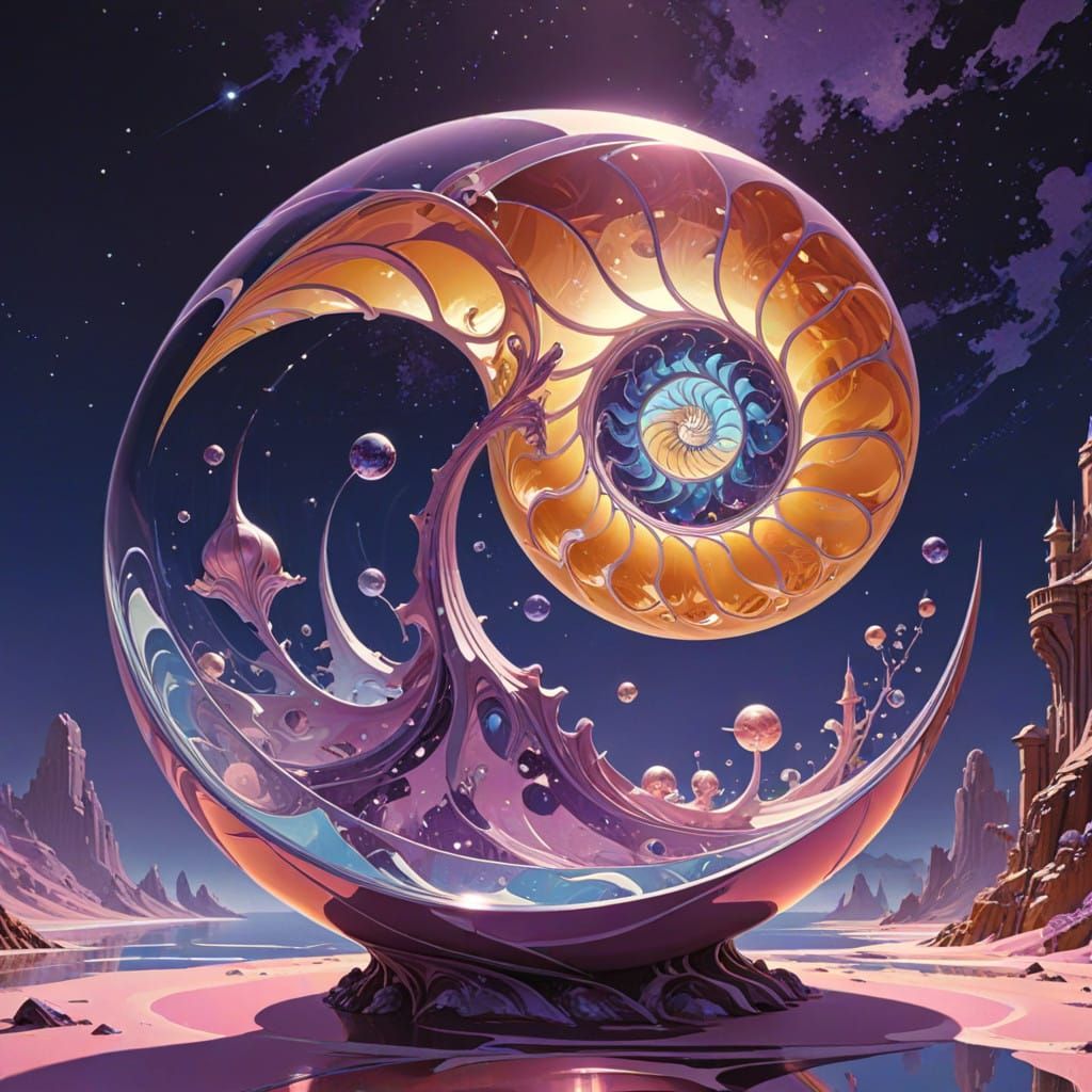 Ethereal Golden Spiral Visualization of the Fibonacci Sequen...