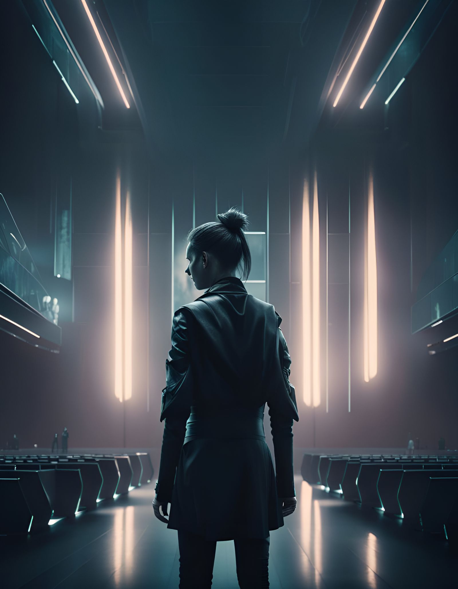 Futuristic Cyberpunk Auditorium in Hyperrealistic Style