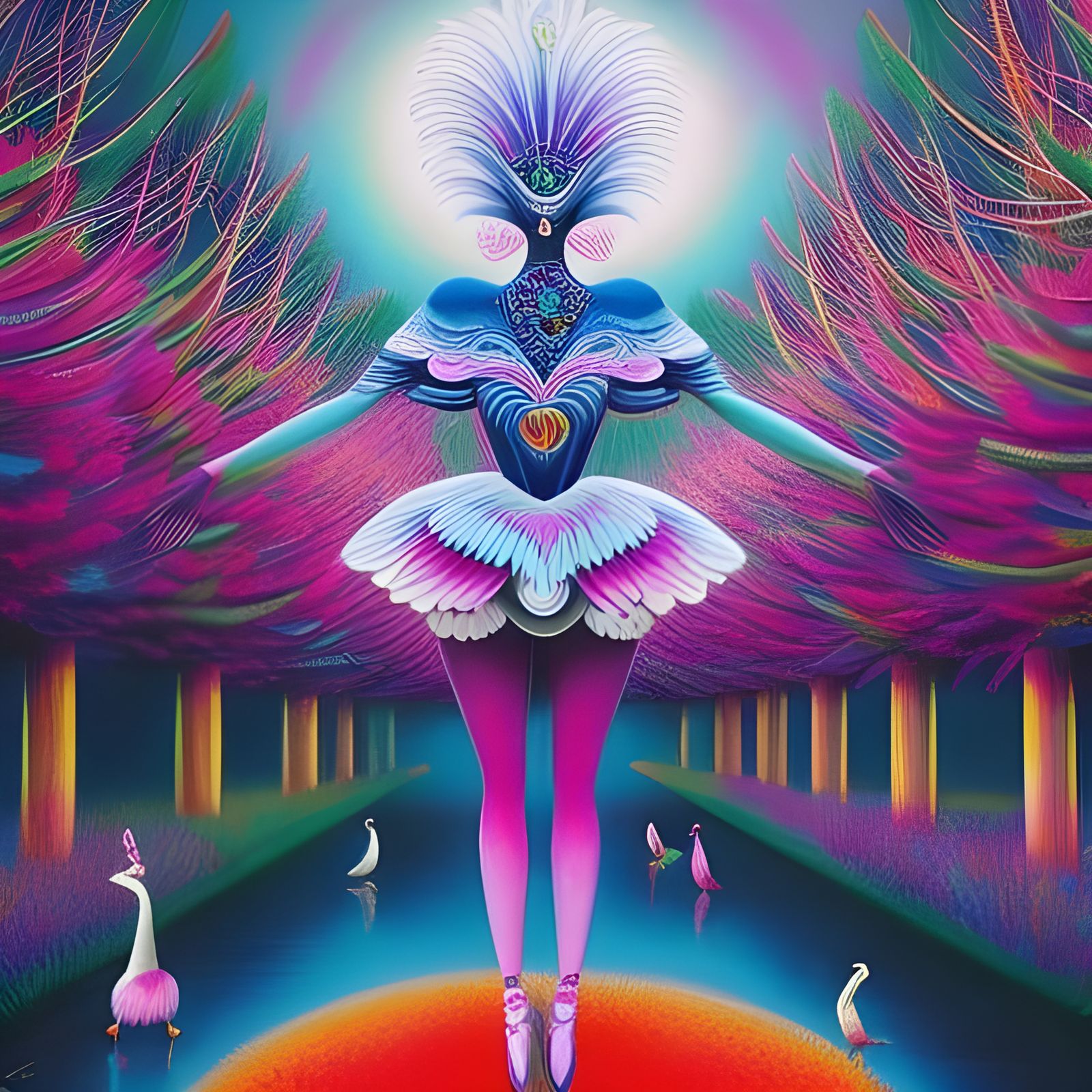 Gorilla Ballerina Dances in Psychedelic Forest