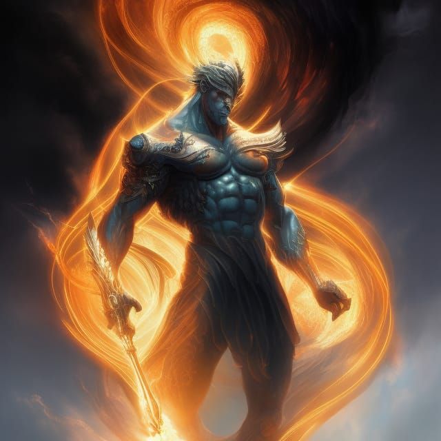 Lord of Fire and Lightning: Dark Fantasy Illustration