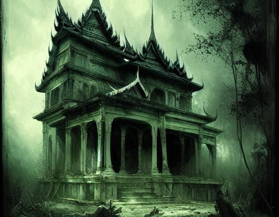 Eerie Abandoned House in Thailand: Horror Art