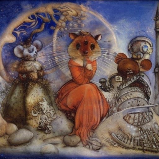 Steampunk Mouse in Winter Fairycore Fantasy