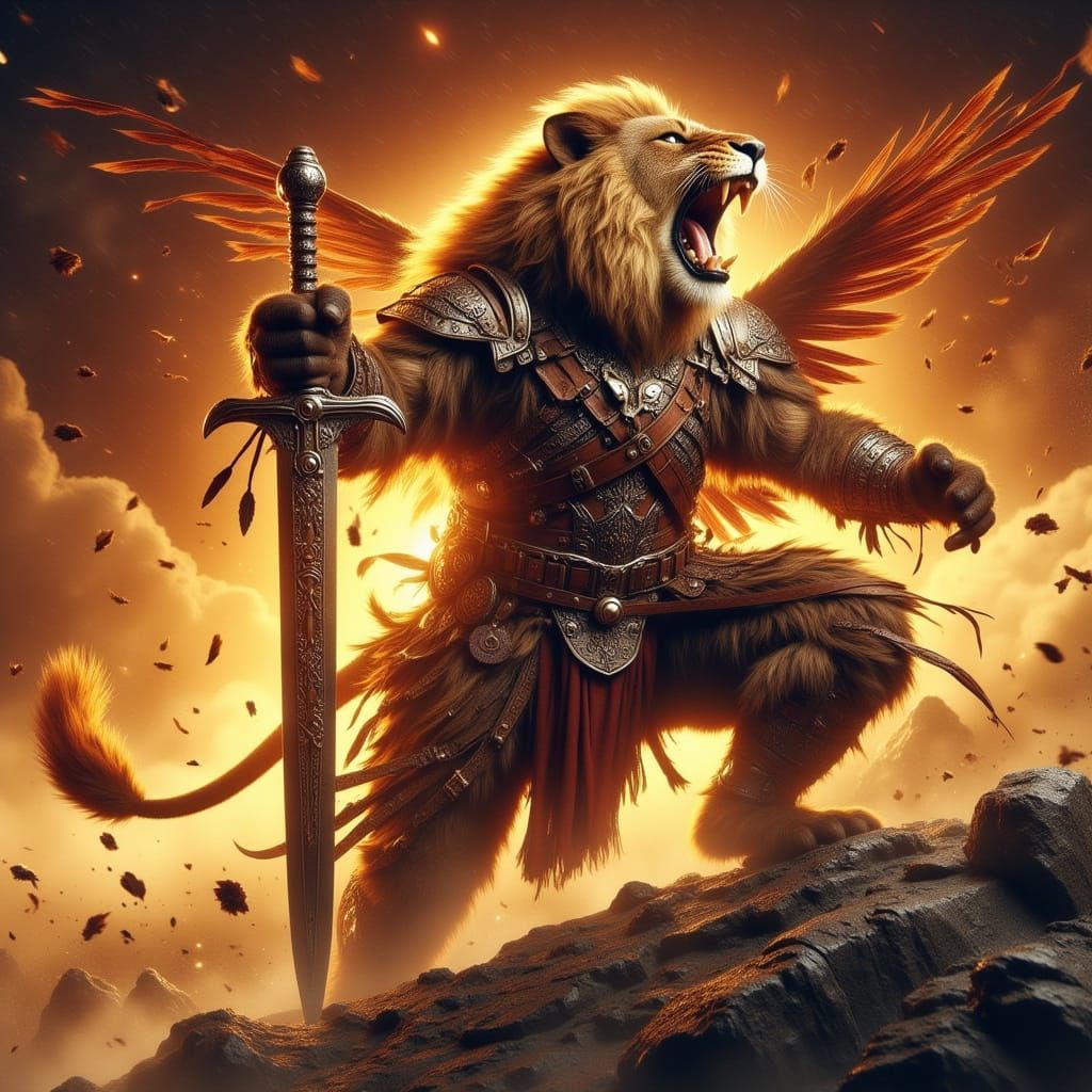 Majestic Lion Warrior in Fantasy Armor