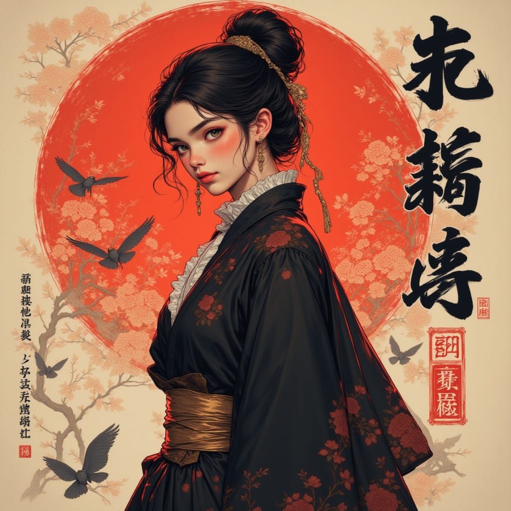 Samurai Warrior in Dynamic Hiroya Oku Style