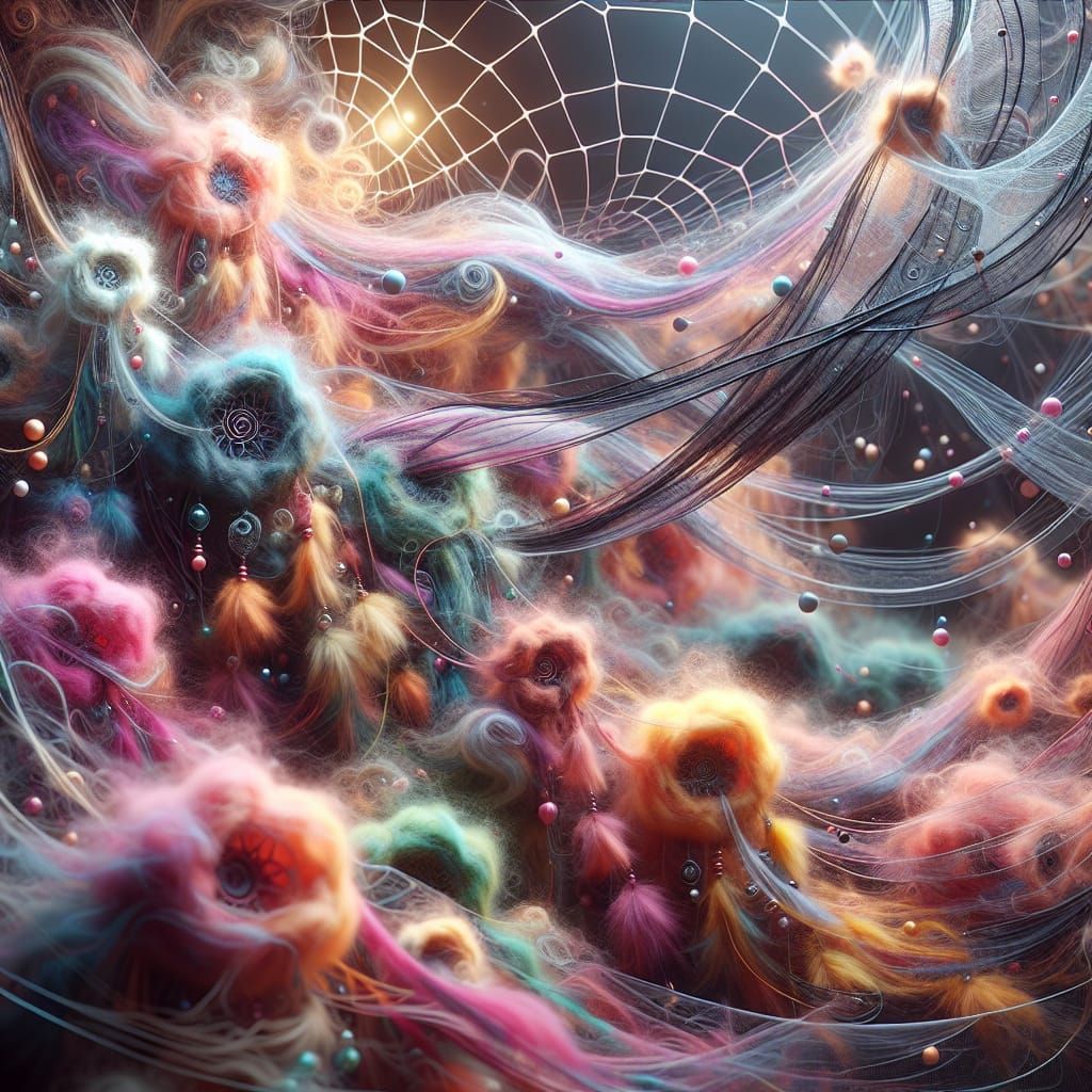 Intricate Felted Wool Dreamcatchers in Luminous Satin Webs