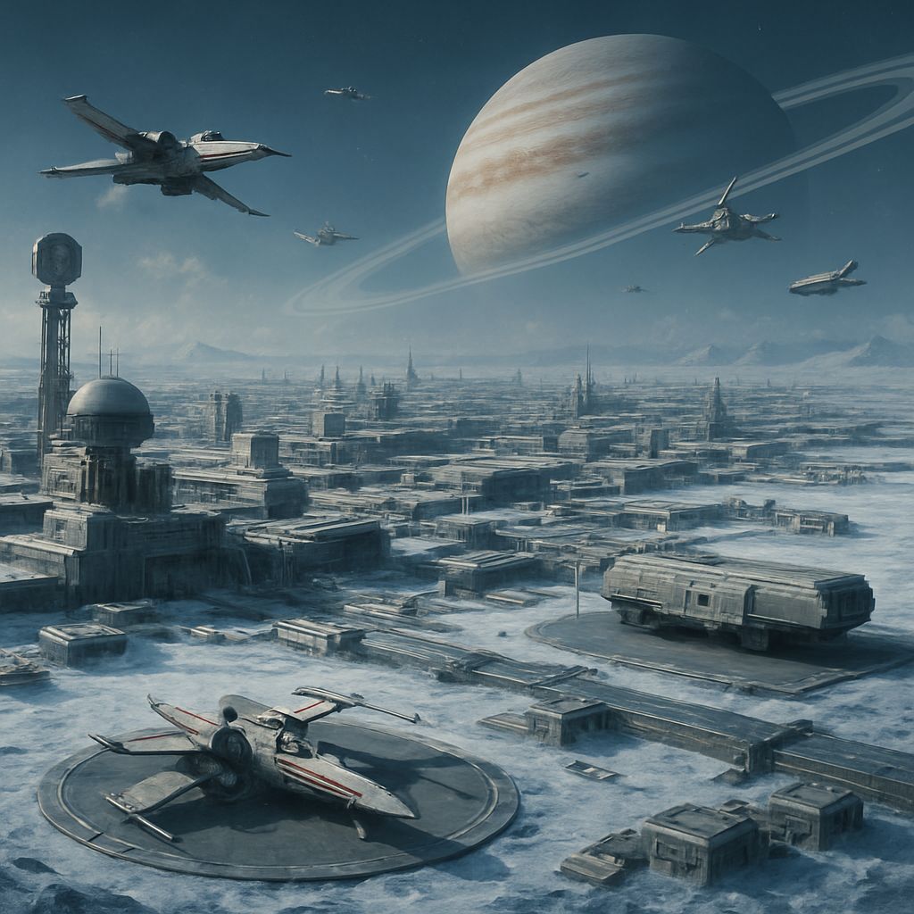 Futuristic Rebel Base on Frozen Moon