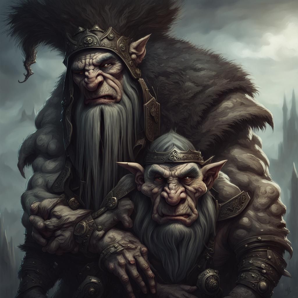 Armored Troll with Witch: Fantasy Concept Art